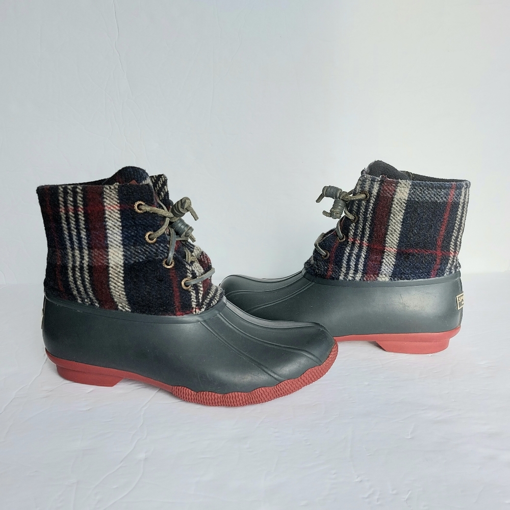 Sperry Plaid Winter Boots - Black and Red